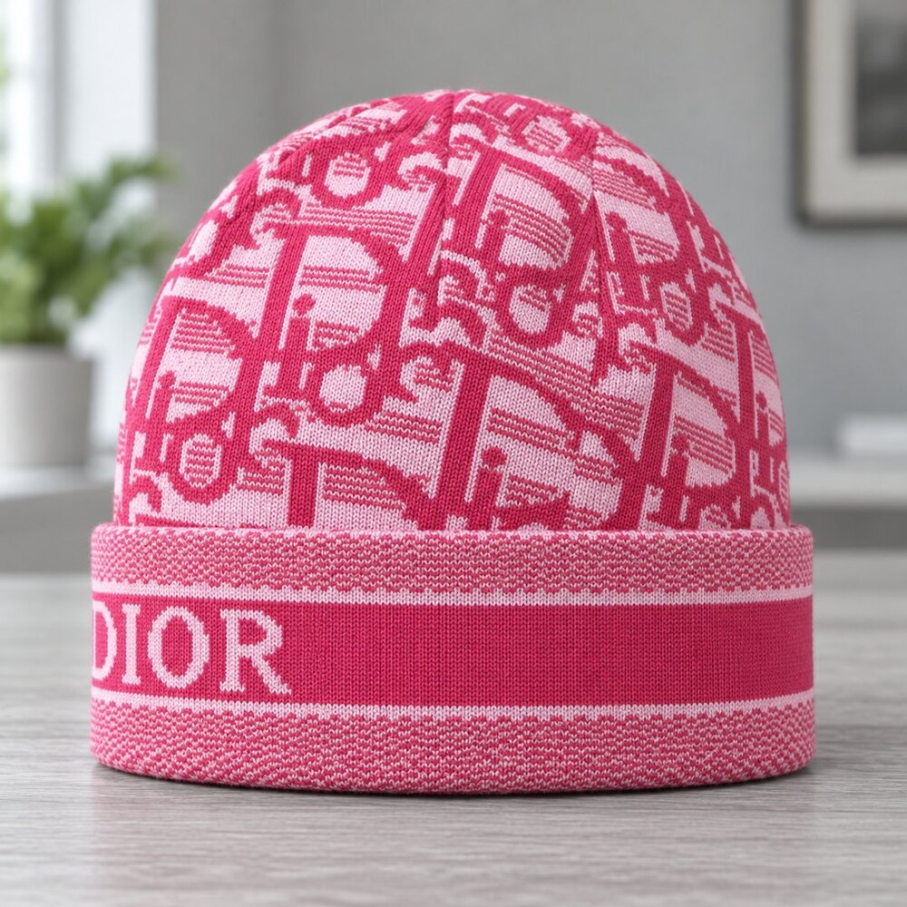 Dior Pink Oblique Knit Beanie